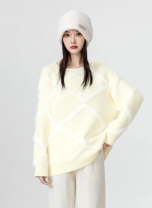 Yellow “New Girl” Cropped Mock Neck Sweater | IU - Fashion