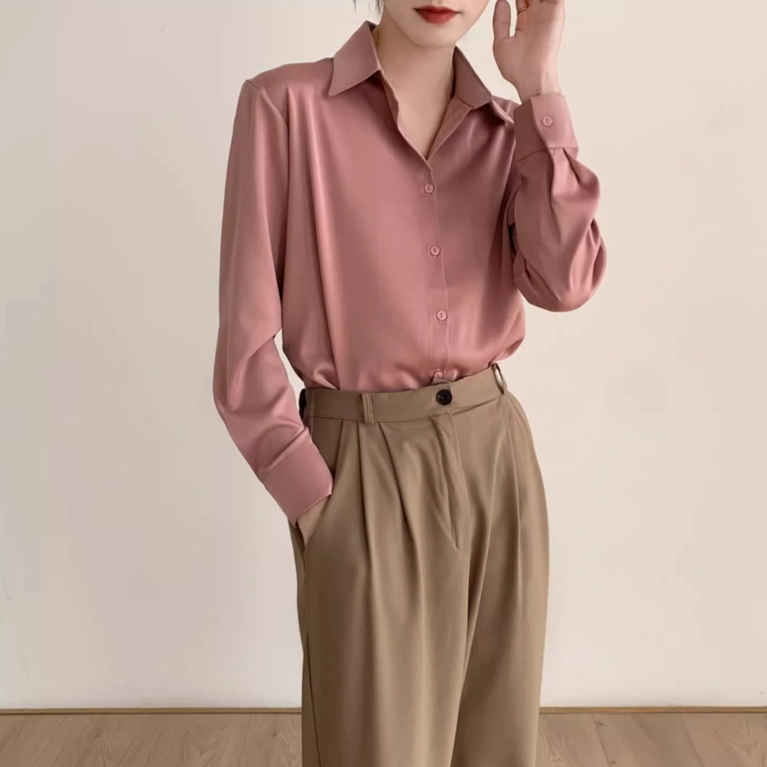 Old Rose Pink Long Sleeves Shirt | Taehyung - BTS - Fashion