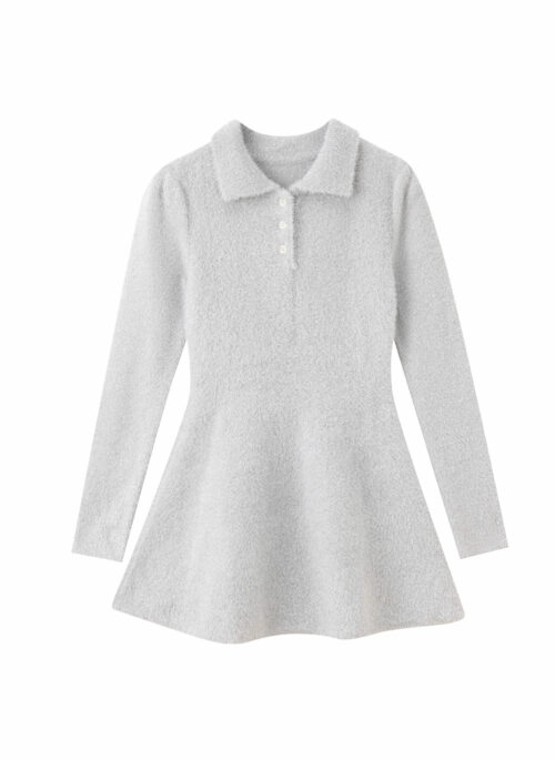 Pale Grey Flared Knit Dress | Jennie – BlackPink