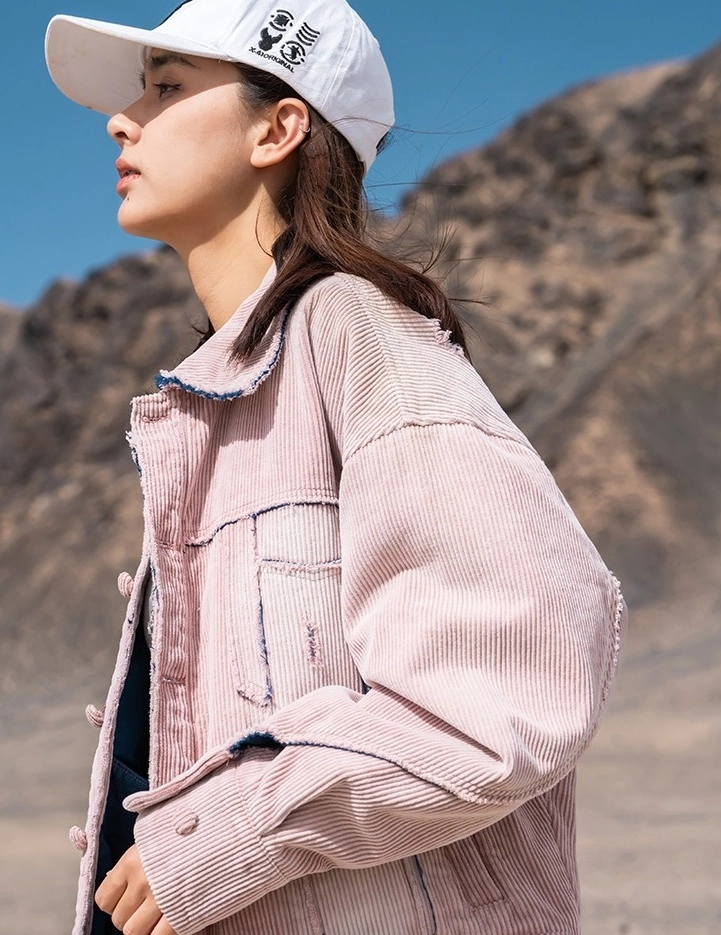 Pink Corduroy Style Button-Up Jacket | Hyunjin - Stray Kids