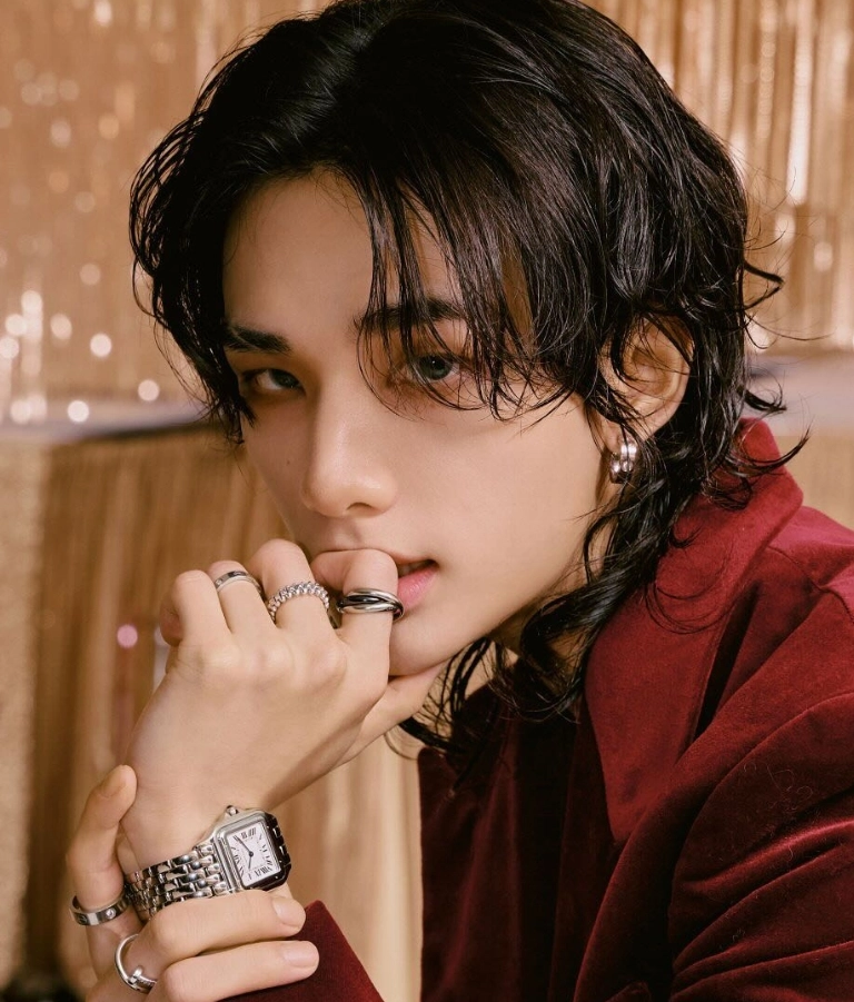 【HEYHORANG】Stray Kids着用★[925 silver] Lux Silver Ring Silver And Black Infinity Ring | Hyunjin - Stray Kids