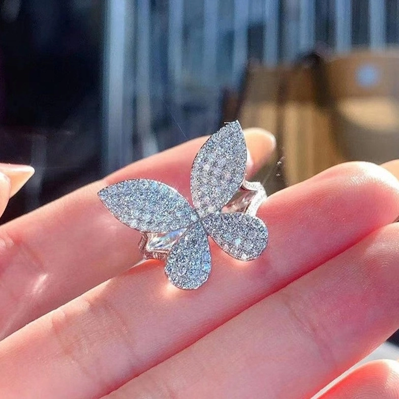 Silver Diamond Big Butterfly Ring | Sana - Twice - Fashion