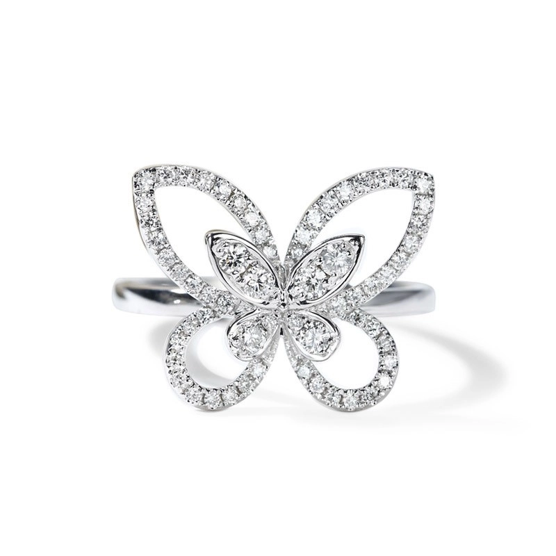 Silver Diamond Hollow Butterfly Ring | Sana - Twice