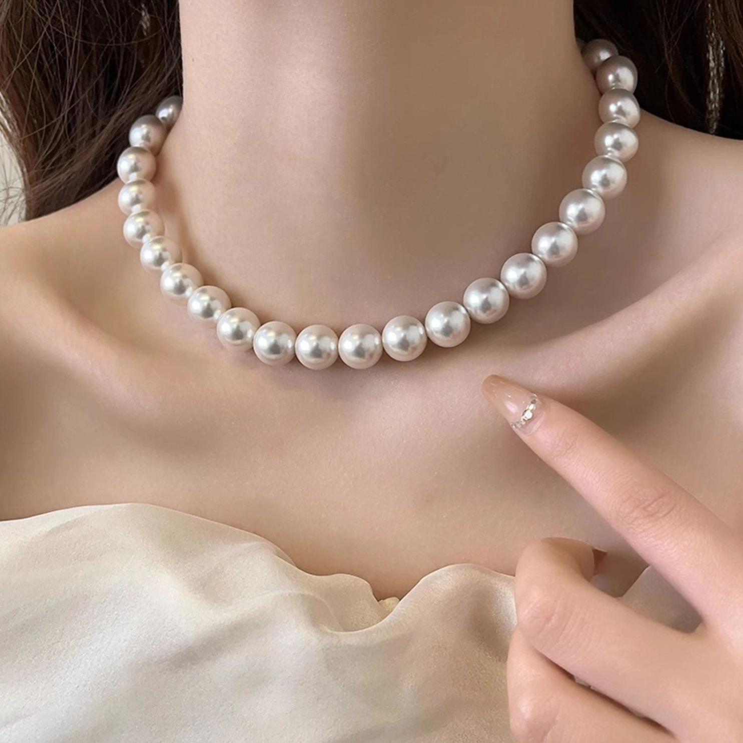 アクセサリー Mina White Elegant Pearl Necklace | Mina - Twice - Fashion Chingu