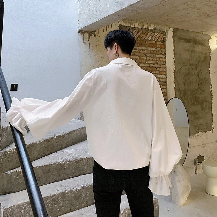 White Vintage Ruffled Blouse | Jeongin - Stray Kids