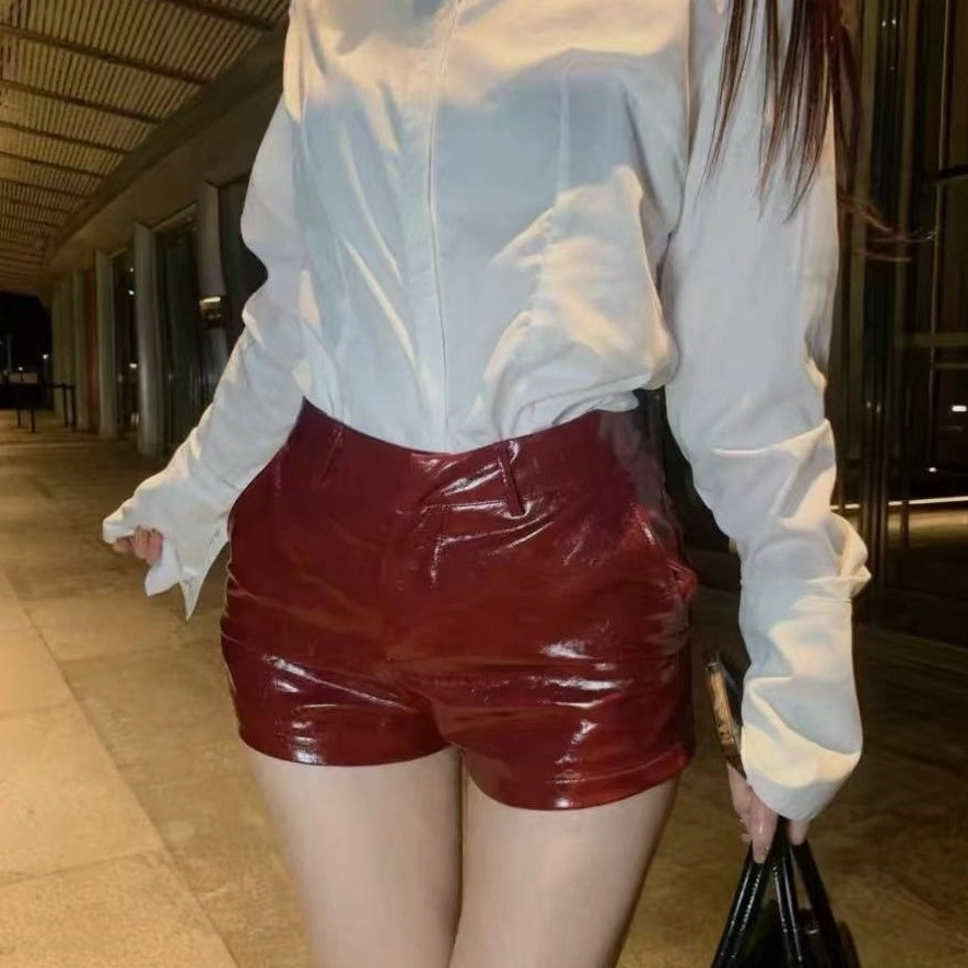 パンツ BOHEMIAN SEOUL MOTORCYCLE LEATHER SHORTS BOHEMIAN SEOUL] MOTORCYCLE LEATHER SHORTS, BLACK 正規品 韓国