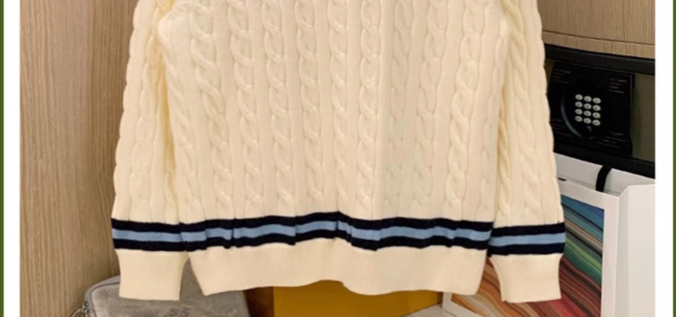 Beige Cable Knit Pattern Sweater | Rora - BabyMonster