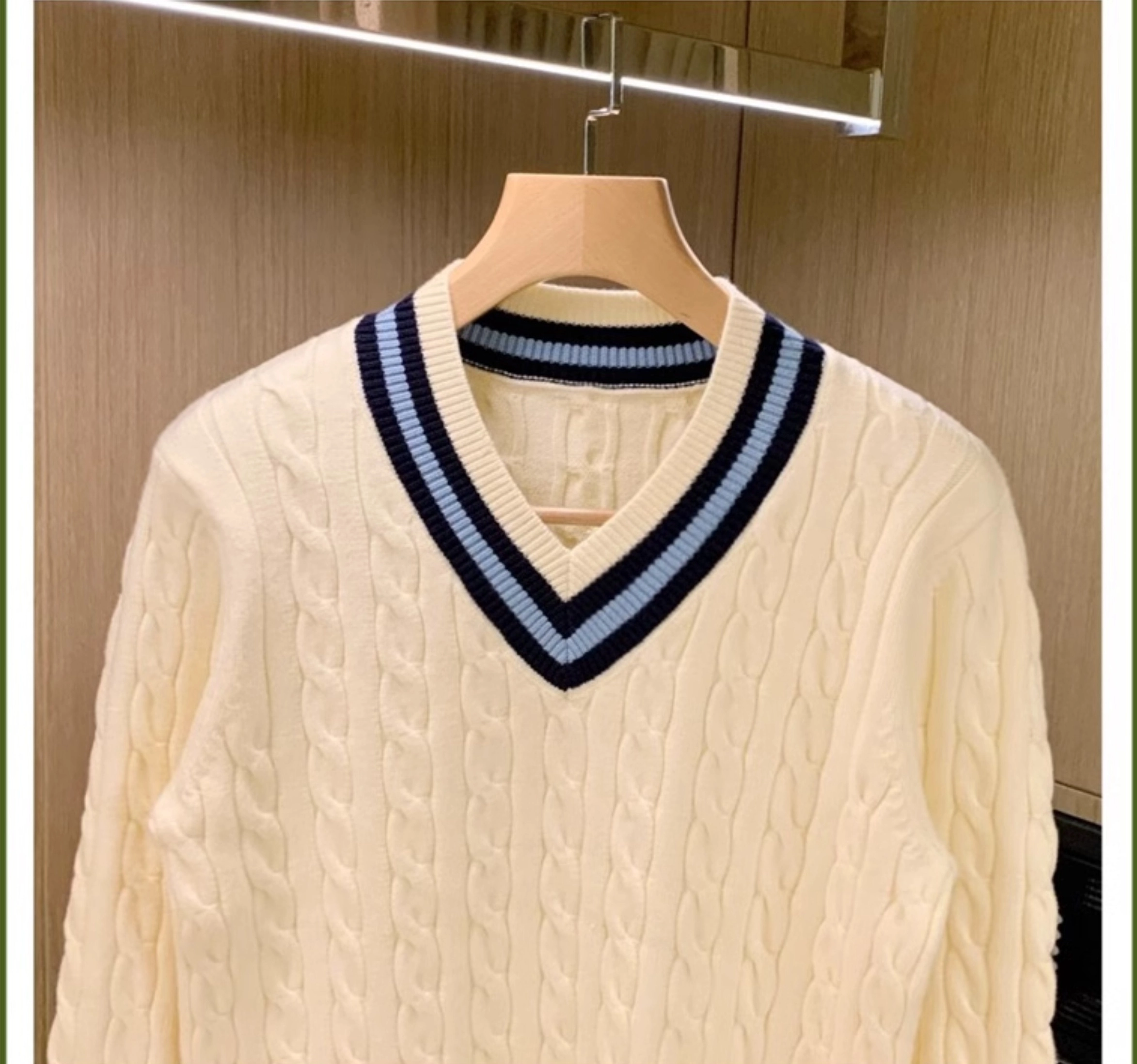 【BAON】[unisex] Renmi Cable Color Over Knit Beige Cable Knit Pattern Sweater | Rora - BabyMonster