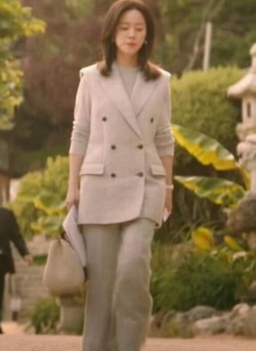 Beige Double-Breasted Suit Vest | Kang Ji Yun - Love Scout