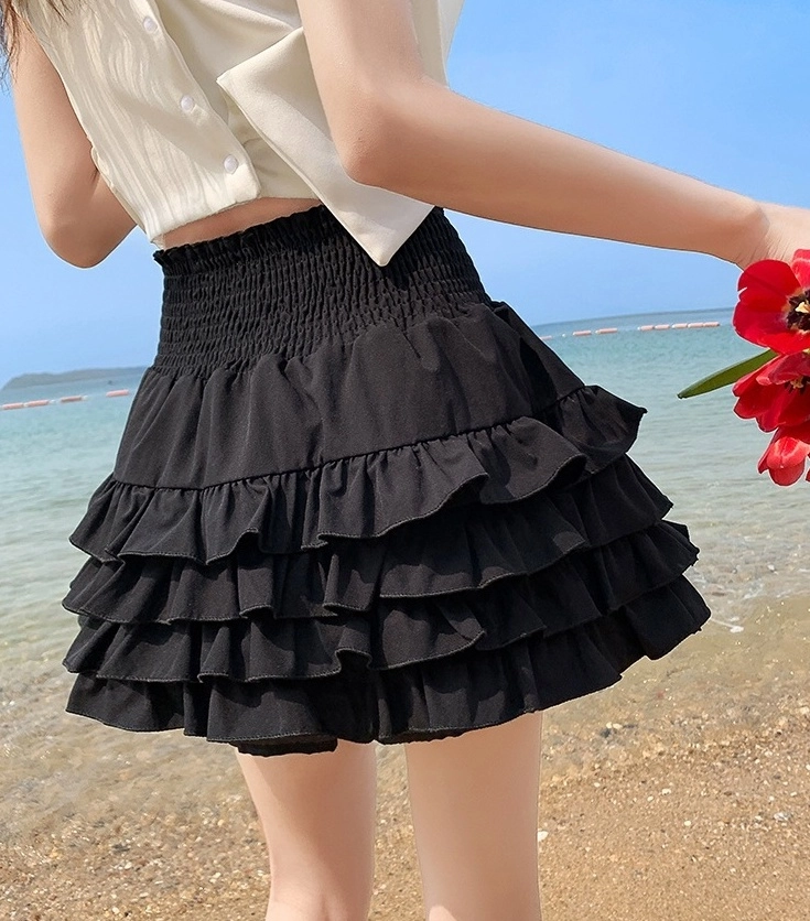 Black High Waist Layered Cake Skirt | Winter - Aespa