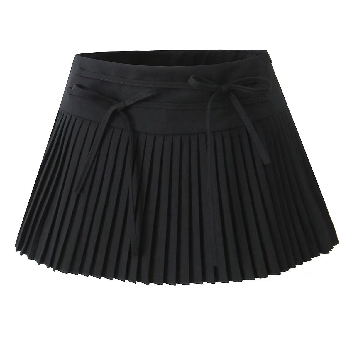 Black Micro Pleats Double Bow Skirt | Yunjin - Le Sserafim