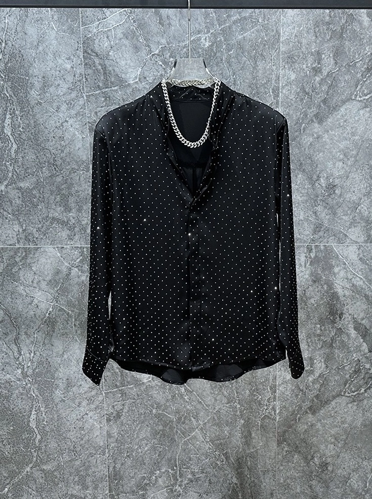 Black Rhinestone Embezzled Shirt | Jay B - GOT7 - Fashion Chingu
