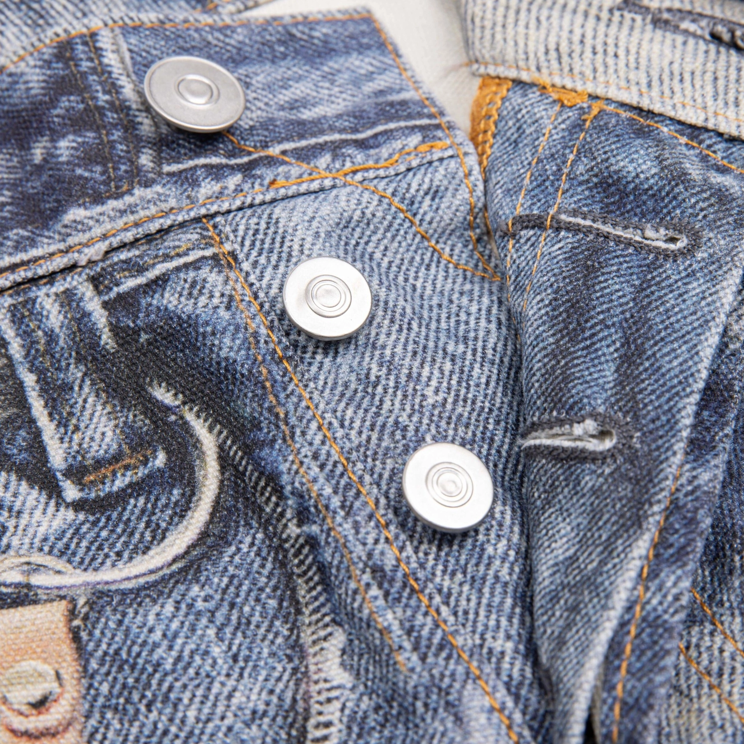 Blue Chain Graphic Print Baggy Jeans | DK - Seventeen