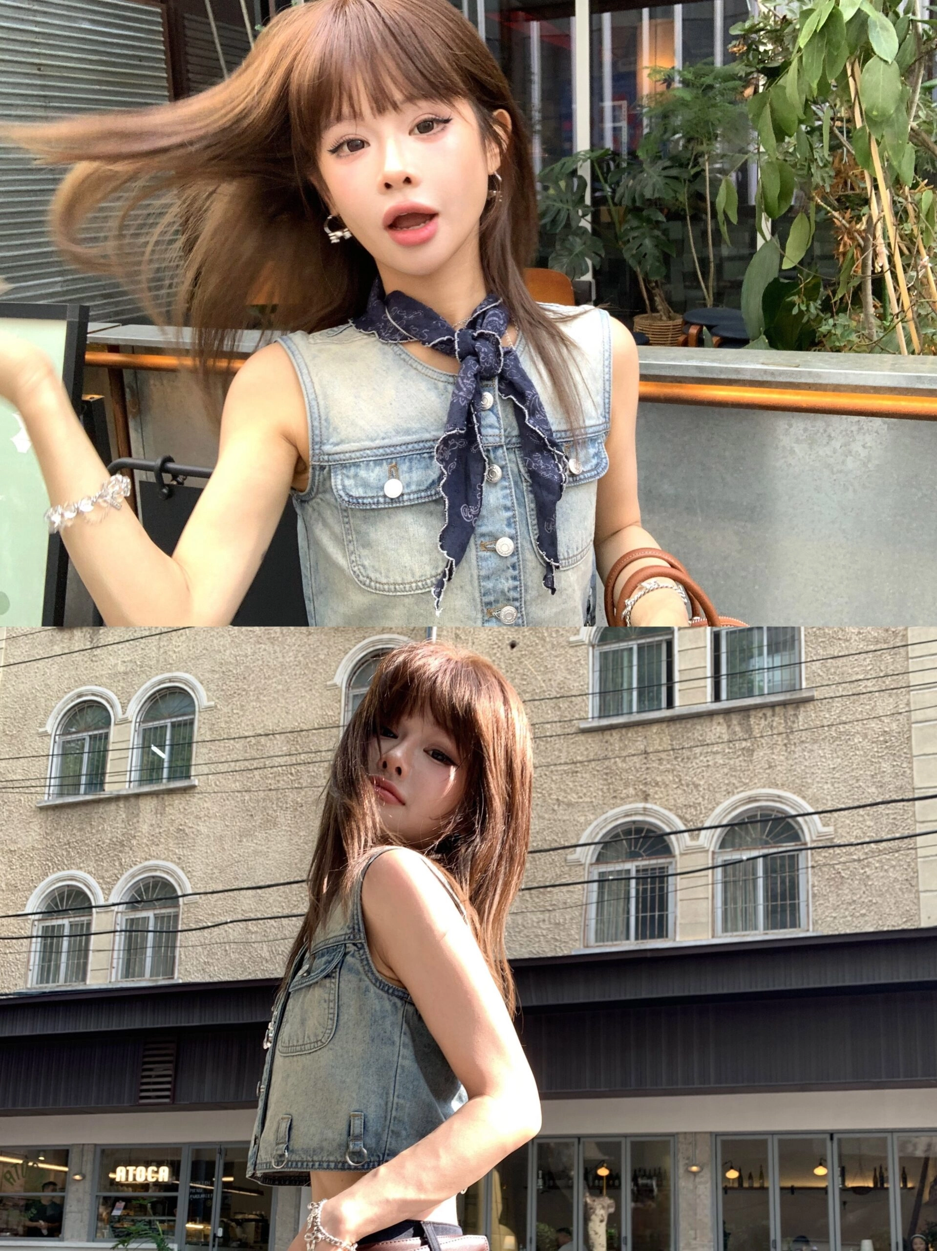 Blue Front Pockets Cropped Denim Vest | Taemin - SHINee - Fashion