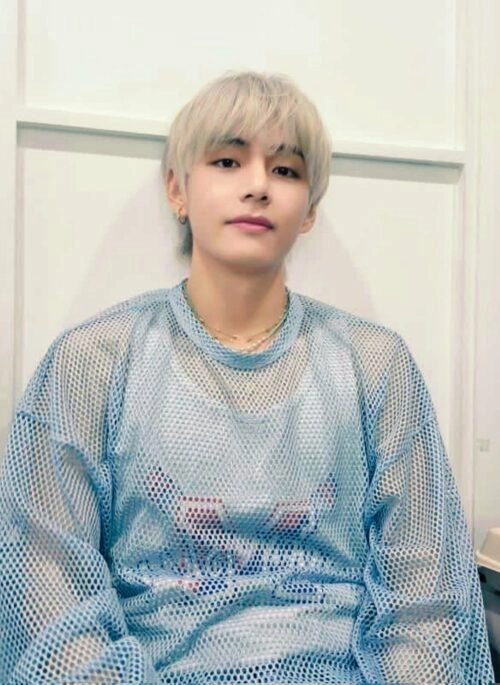 Blue See-Through Fishnet T-Shirt | Taehyung - BTS