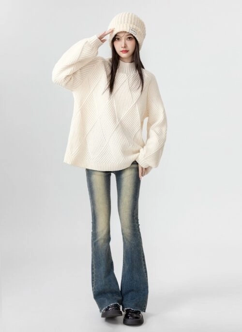 Chunky Knit High Neck Sweater