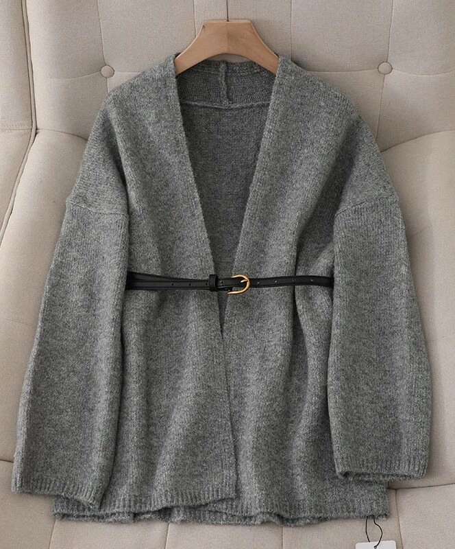ジャケットその他 HUECLOSET hachi Woolround Cardigan SE203 HUAHUA Women's Long Sleeve Open Cardigan Solid Lightweight