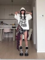 Multicolored Layered Plaid Skirt | Ahyeon - BabyMonster
