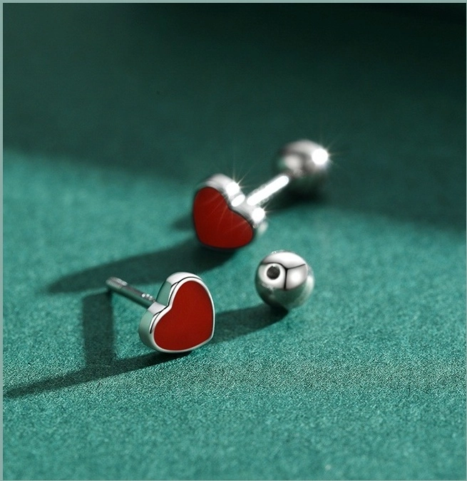 [HAESOOL] 韓国アクセ☆925silver☆Bold heart Earrings Korean Jewelry Shop - Pure Heart Earrings (bold pearl shape