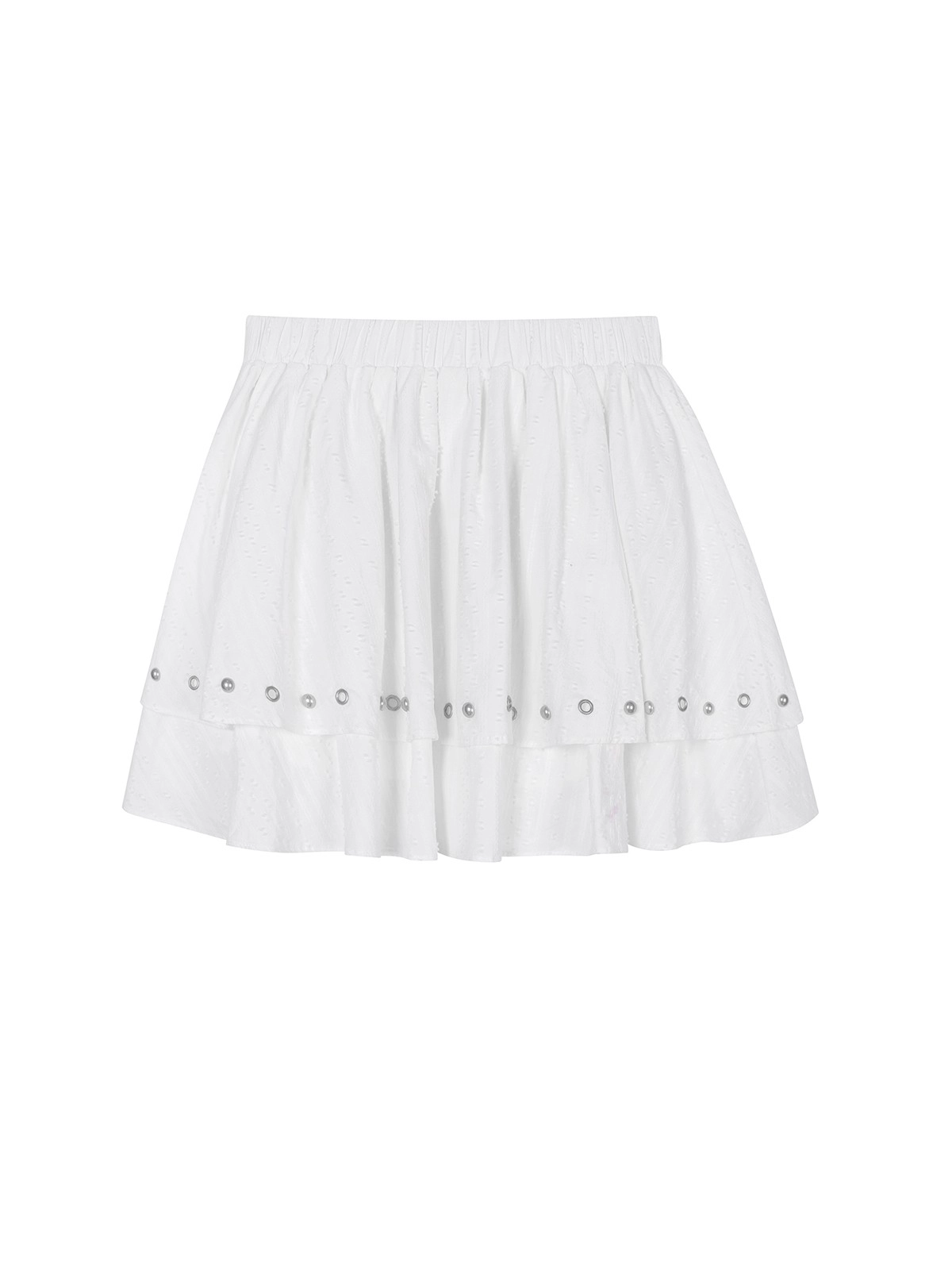 【U LAN】Canchu Eyelet Tiered Miniskirt Canchu Eyelet Tiered Miniskirt - ULAN | 60% - Asian Fashion
