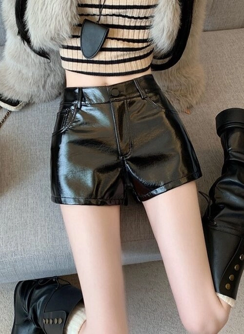 Black And White Houndstooth Shorts | Joy - Red Velvet