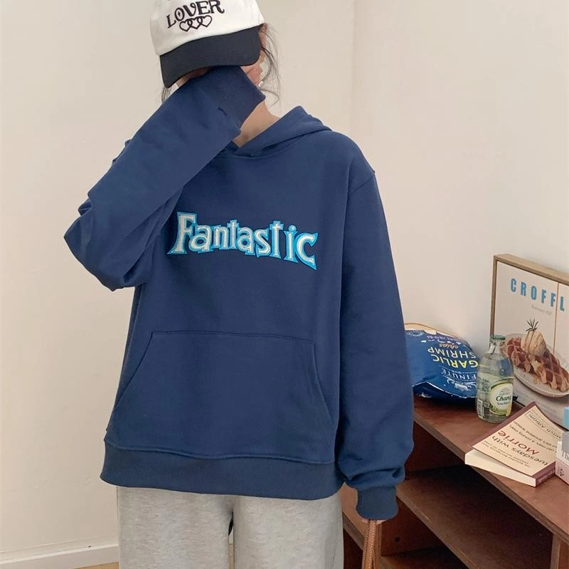 Blue “Fantastic” Patched Hoodie | Lisa - BlackPink - Fashion Chingu