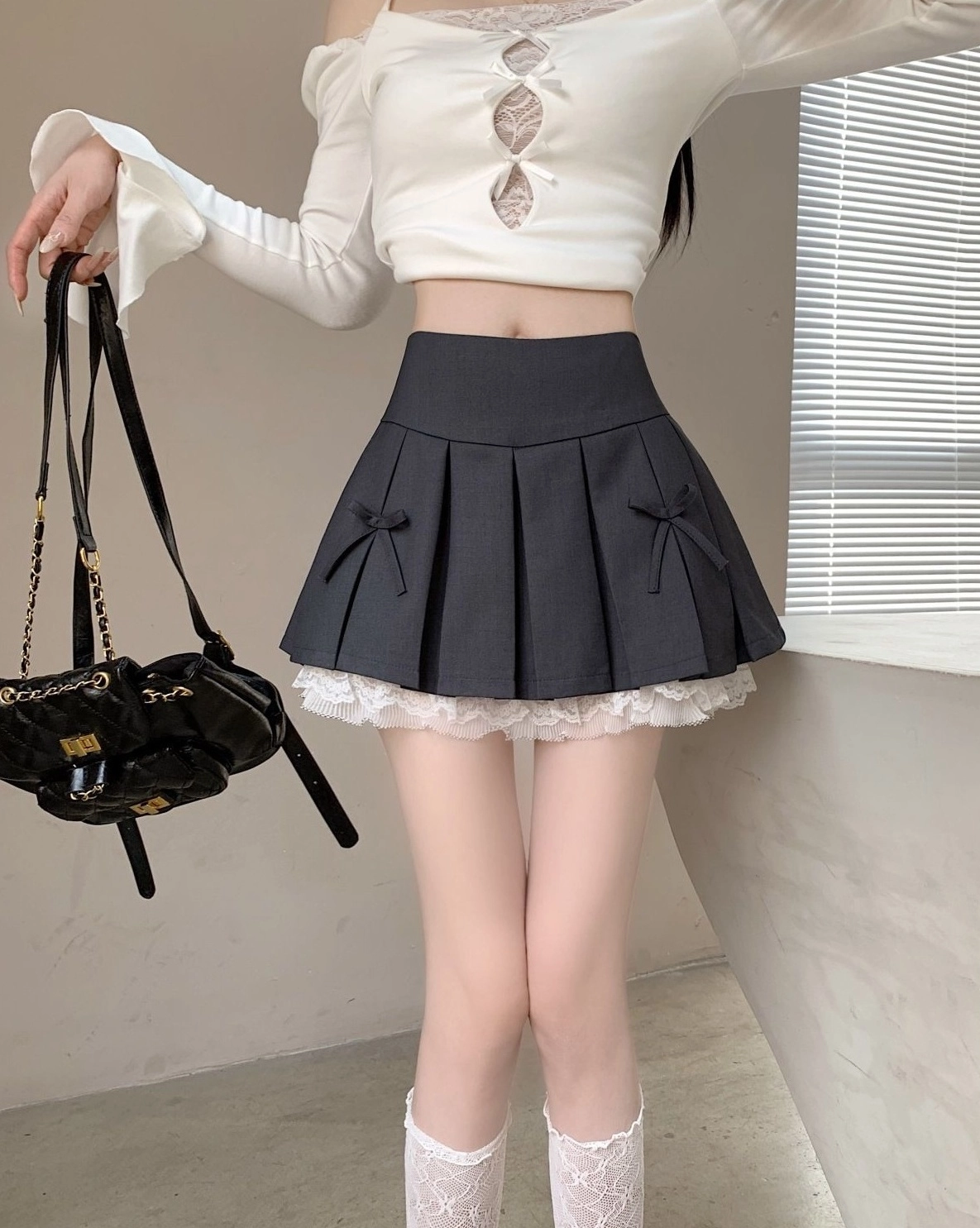 【WOOHWA】OVERLAY FOLD SKIRT OVERLAY FOLD SKIRT - WOOHWA | 60% - Asian Fashion Online Store