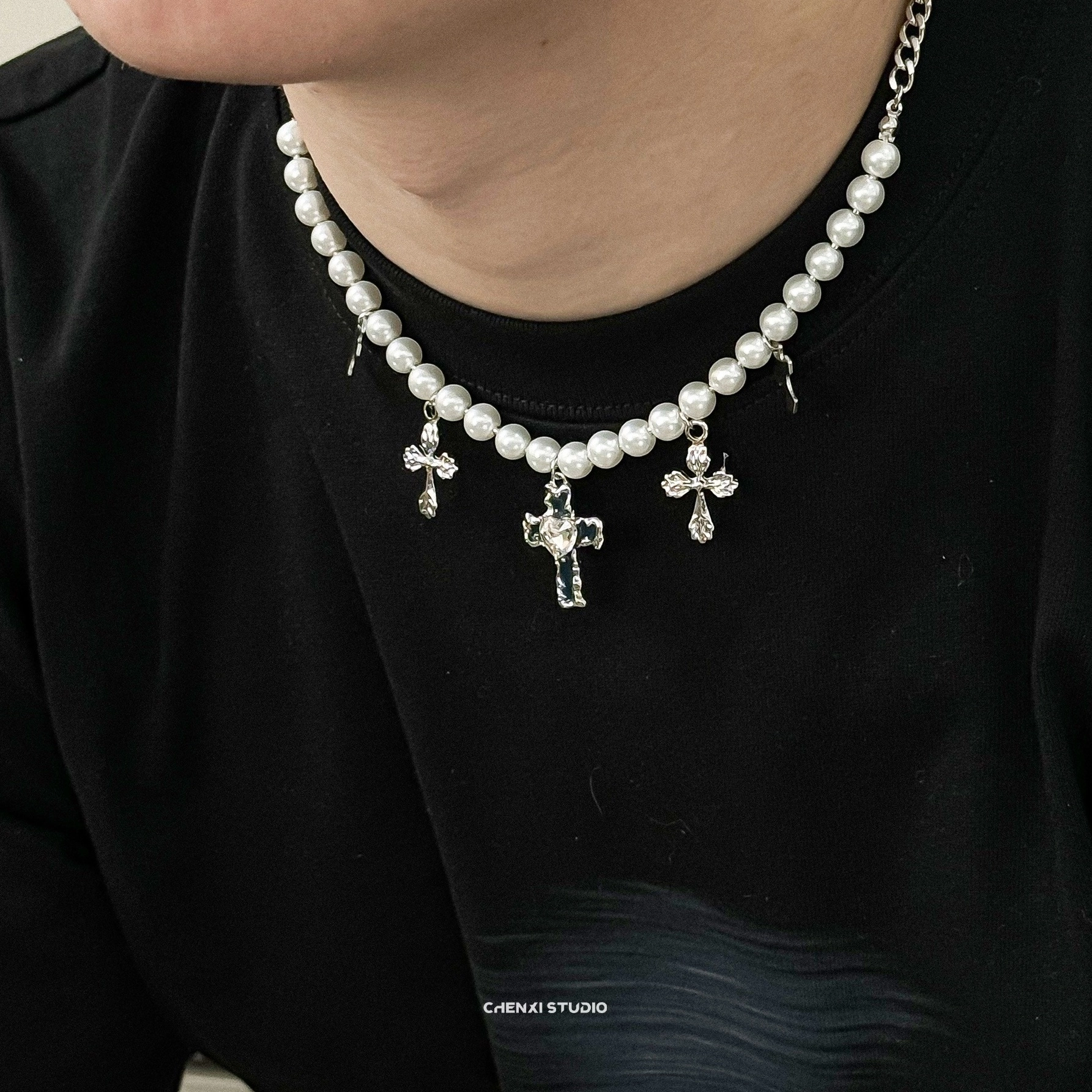 ★MIDNIGHT MOMENT.★ bunch pearl necklace silver Designer fashion, Seoul-fully created | W Concept