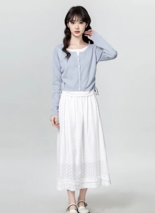 Stylish Knit Drawstring Patchwork Top