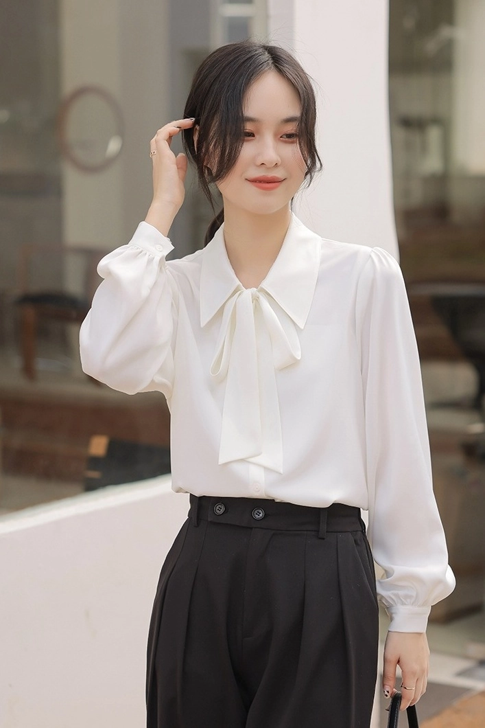 Bibiy. ribbon cuffs blouse -white- Bibiy. / ビビィ RIBBON CUFFS