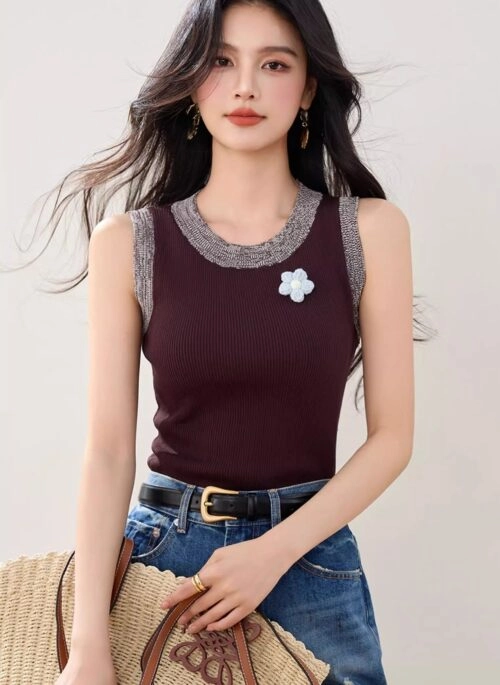 American Style Gradient Sleeveless Slim Fit Tank Top