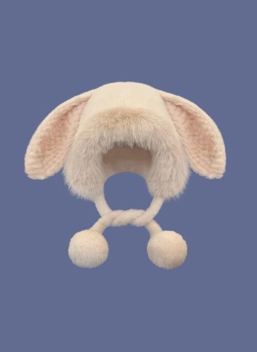 Beige Bunny Plush Winter Hat | Onew – SHINee