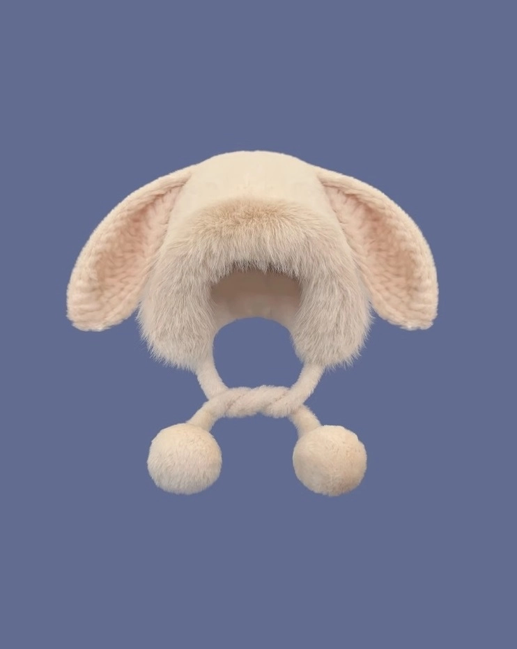 Beige Bunny Plush Winter Hat | Onew - SHINee - Fashion Chingu Beige Bunny Plush Winter Hat | Onew - SHINee - Fashion Chingu
