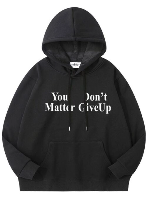 Black “Don’t Give Up” Print Hoodie | Soobin – TXT