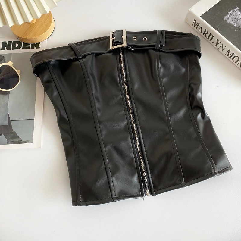 ★aespa 着用★【送料0/関税0】TUOMIO STRAPPY SKIRT PANTS Black Cross-Straps Halter Crop Top | Winter - Aespa