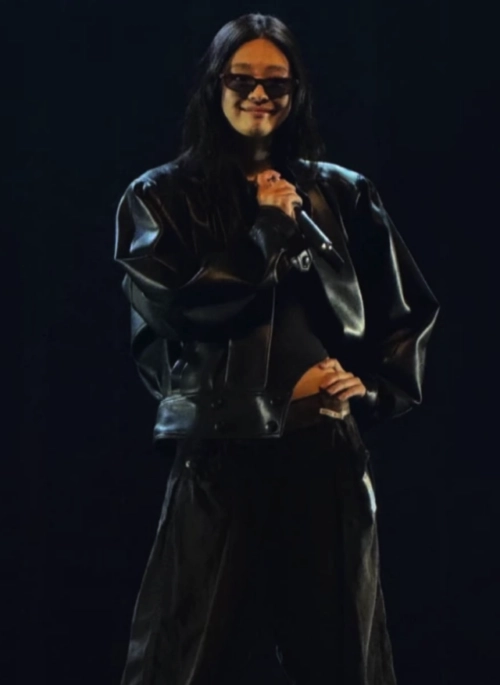 Black Pleated Faux Leather Jacket | Jennie – BlackPink