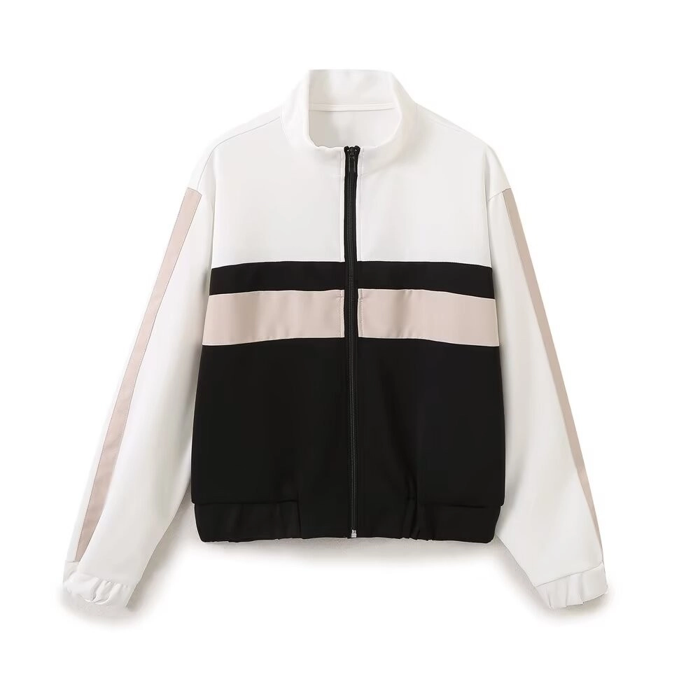 Black and White Colorblock Zip-Up Jacket | Kyujin - NMIXX