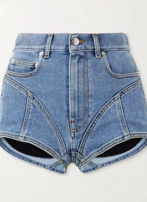 Blue Panelled Denim Shorts | Seeun – STAYC