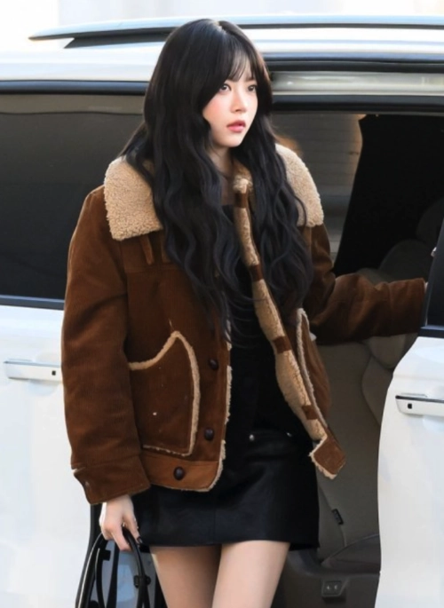 Brown Corduroy Sherpa-Lined Jacket | Eunchae – Le Sserafim