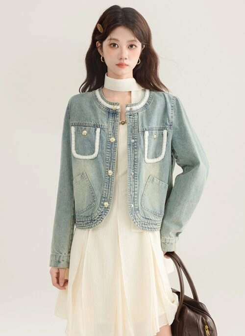 Chic Fashion Denim Jacket With Pockets