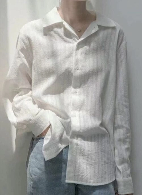 Elegant French Striped White Shirt