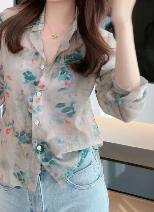 Floral Chic Designer Long Sleeve Blouse