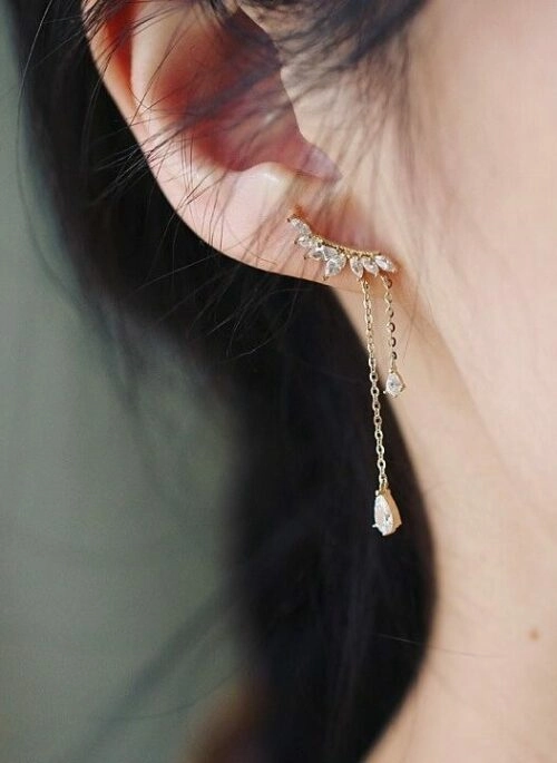 Gold Wing Shaped Dangling Earrings | Jisung – Stray Kids