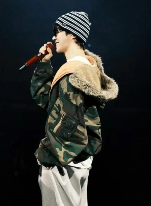 Green Camouflage Fur-Trim Hooded Jacket | J-Hope - BTS
