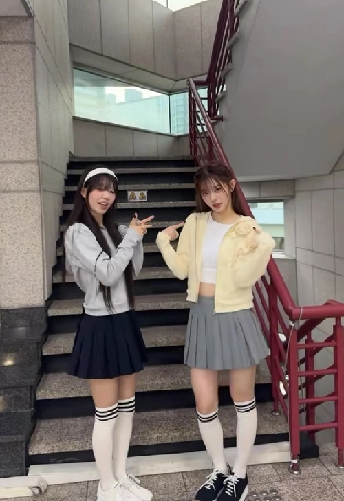 Grey Pleated School Girl Skirt Minju ILLIT Fashion Chingu