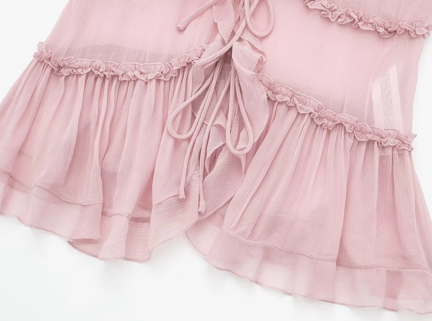 Pink Sheer Ruffled Sling Top | Sana - Twice - Fashion Chingu
