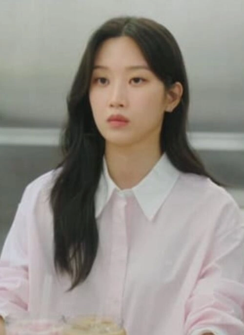 Pink White Collared Stripes Shirt | Baek Su Jeong- My Dearest Nemesis