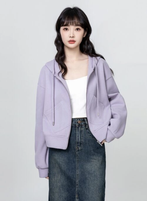 Purple Hooded Zipup Jacket