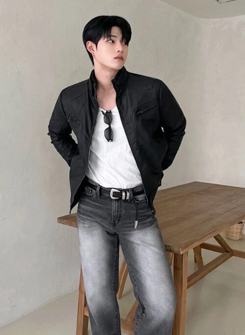 Short Biker Leather Jacket Trendy Style
