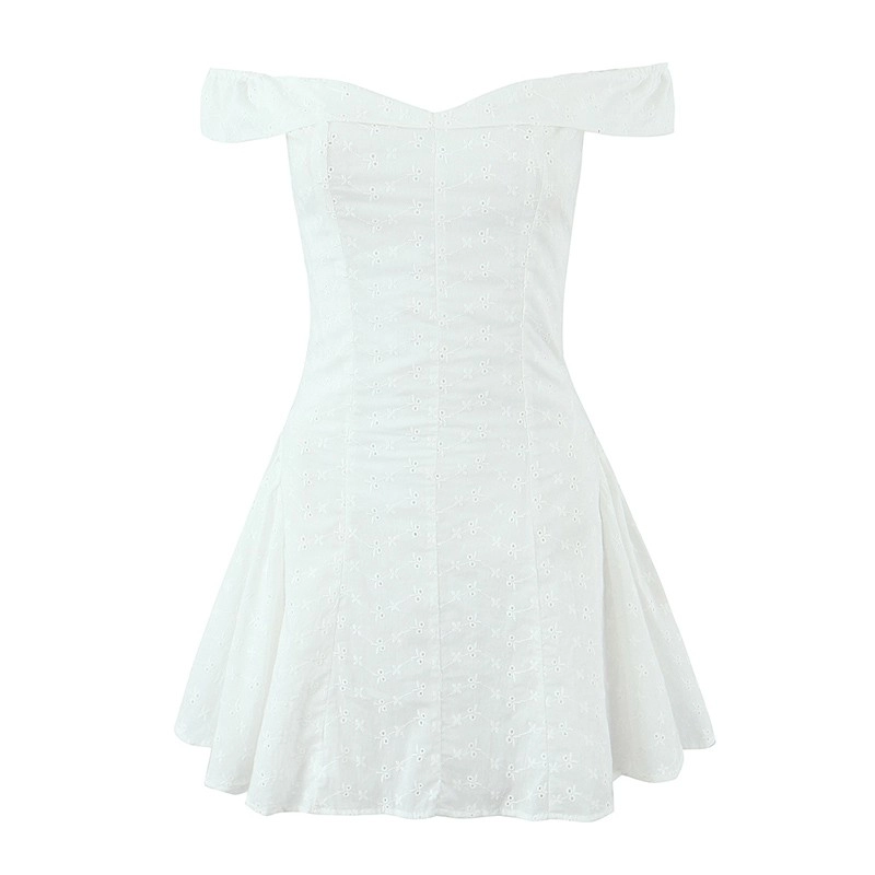 White Off-Shoulders Floral Lace Mini Dress | Chaewon - Le